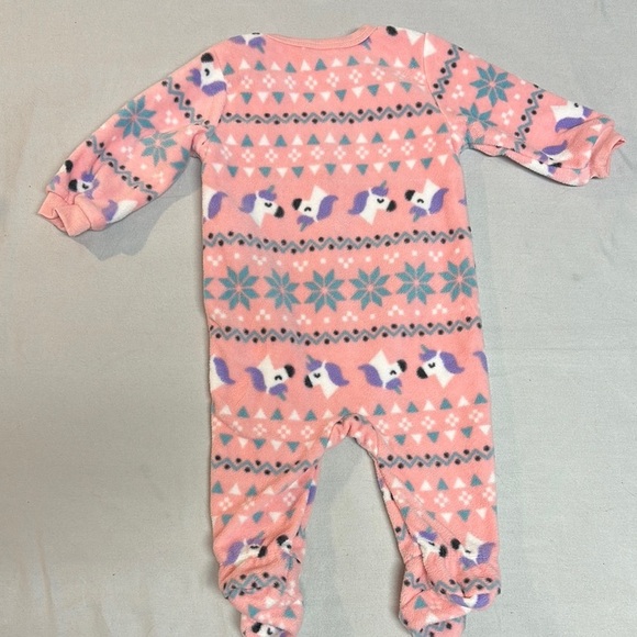 PL Baby - Pink unicorn design fleece Footie Sleeper One Piece - Picture 3 of 3